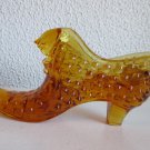 Vintage Fenton Amber glass hobnail cats head shoe