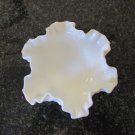 Vintage Fenton Milk glass ruffled edge hobnail candy dish