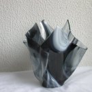 Black Gray Swirl Handkerchief Art Glass Vase