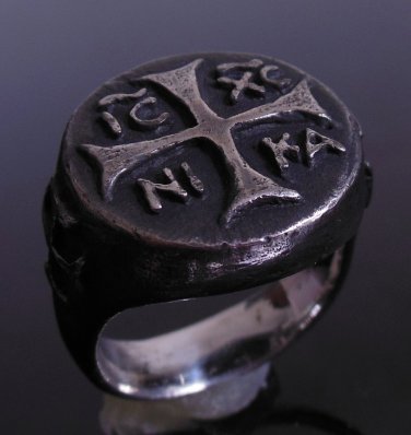 Silver Sterling .925 Byzantine Cross Ring Protection