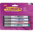 Staples RemarxTM Magnetic Dry-Erase Markers, Bullet Tip, Assorted, 4/Pack
