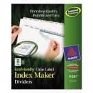 Avery 11581 Print & Apply Clear Label Dividers w/White Tabs 8-Tab Letter 5