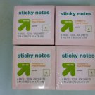 Lot of  4 Sticky Notes Light Yellow 4 Colored Pads 3" x 3" 400 Sheets USA Made