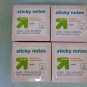 Lot of  4 Sticky Notes Light Yellow 4 Colored Pads 3" x 3" 400 Sheets USA Made