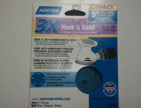 03224 5" Prosand Multi-Air Hook & Sand Sanding Disc 60 Grit 10/Pk, by Norton