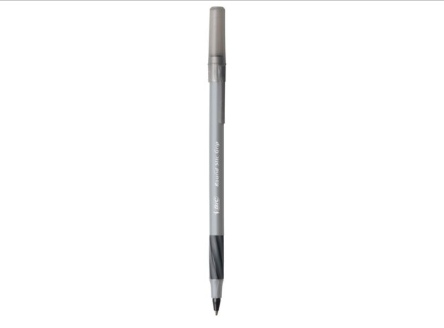 BIC Ultra Round Stic Grip Ballpoint Pen, Medium Tip, Black 8 counts