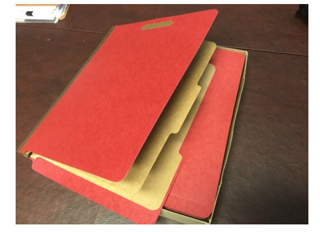 "QUILL" Letter Size End-Tab Partition Folders 6 Fasteners RED 15/BX 748030