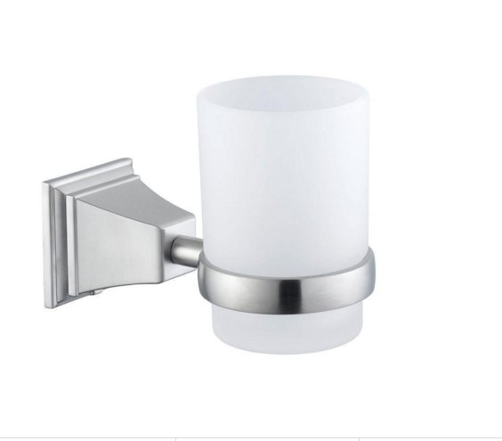 Wall Mounted Tumbler Toothbrush Toothpaste Holder Bathroom Decor Brushed Nickel