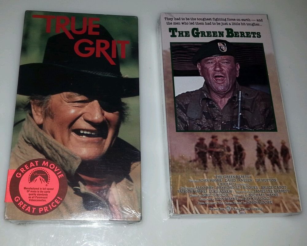 New Sealed Vhs The Green Berets And True Grit With John Wayne 2 Tapes