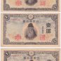 Japan 1 Yen X 3 Pieces 1943 WW2 1944 LOT Japanese Banknotes 1940's Vintage