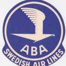 Swedish Airlines Decal ABA Luggage Label Vintage SWEDEN