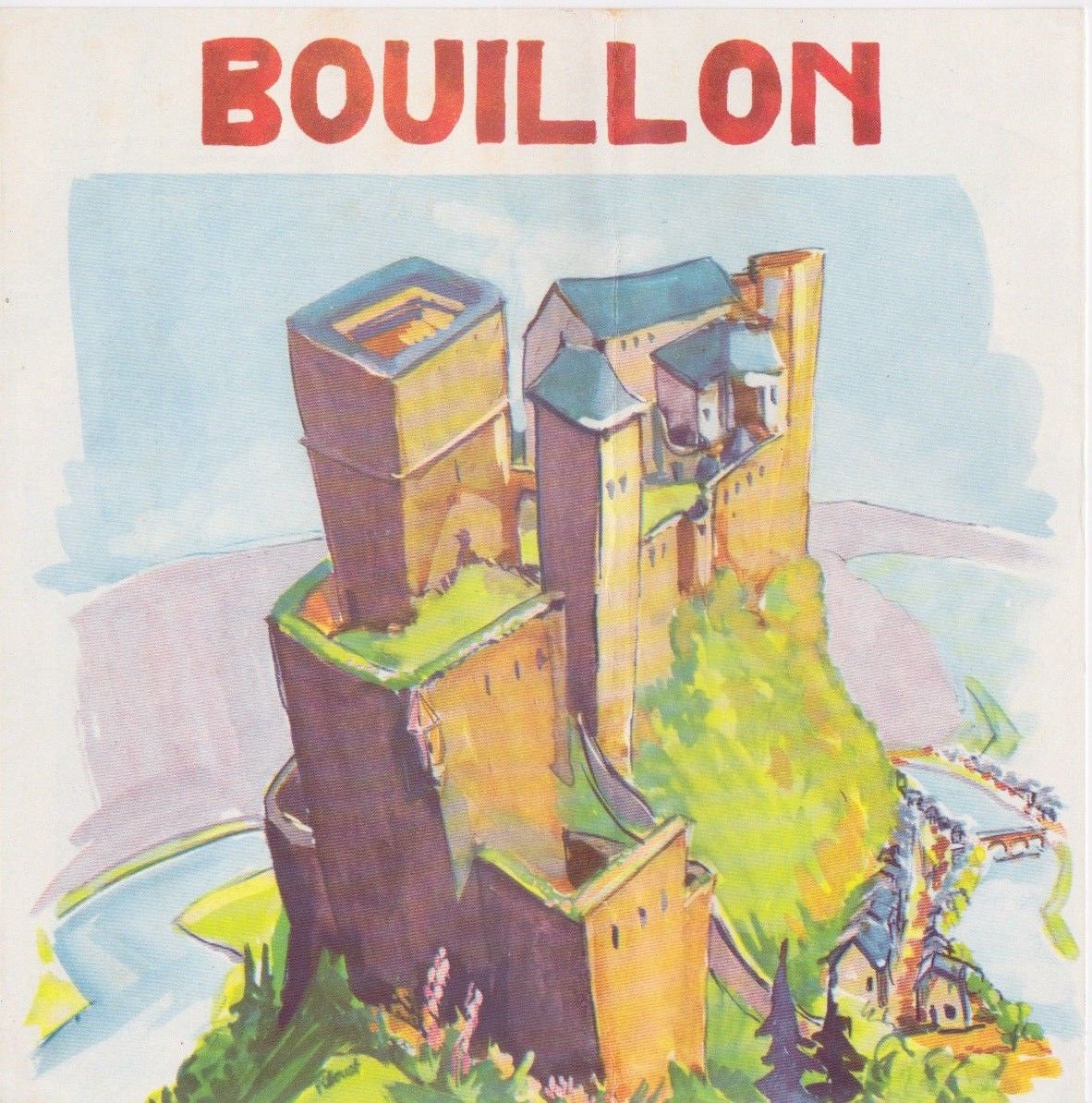 BOUILLON Brochure Belgium Map Luxembourg P. CLOUET 1960's Paper Travel