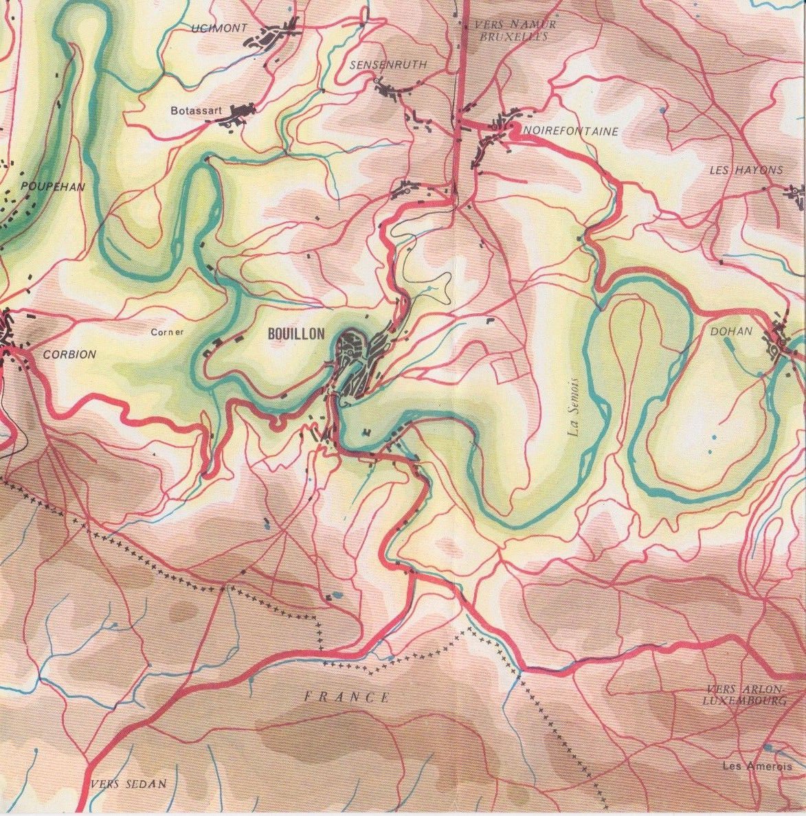 BOUILLON Brochure Belgium Map Luxembourg P. CLOUET 1960's Paper Travel
