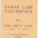 Tamar TERRACE Cabs TAXI SERVICE Stoke Plymouth England Great Britain Card AD Tamar TERRACE Cabs TAXI SERVICE Stoke Plymouth England Great Britain Card AD