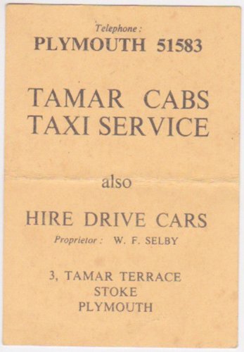 Tamar TERRACE Cabs TAXI SERVICE Stoke Plymouth England Great Britain Card AD