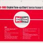 Vintage 1960-1969 CHAMPION Spark Plug Engine Tune-Up Chart American Cars