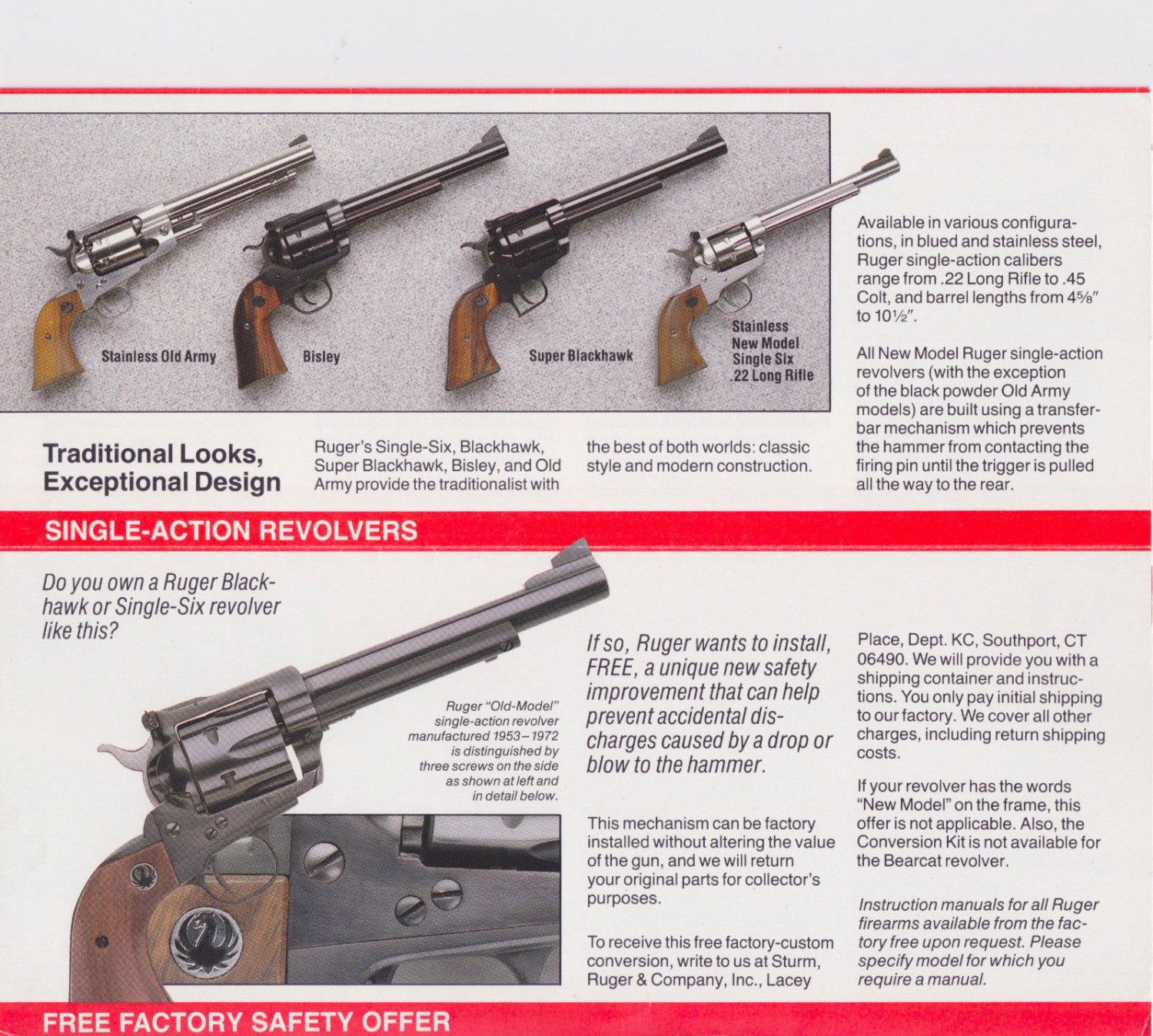 RUGER GUN Rifle Pistol Revolver Brochure Information Sales Sheet RUGER GUN Rifle Pistol Revolver Brochure Information Sales Sheet