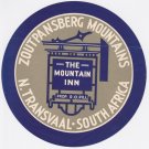 Luggage Label The Mountain Inn Hotel Transvaal South Africa Decal Vintage Luggage Label The Mountain Inn Hotel Transvaal South Africa Decal Vintage