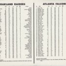 1975 Oakland Raiders vs. Atlanta Falcons NFL Roster football game 8/23/75 1975 Oakland Raiders vs. Atlanta Falcons NFL Roster football game 8/23/75
