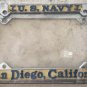 U.S. Navy Metal License Plate Frames Vintage NOS San Diego, California (2)