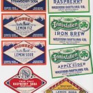 Western Bottling Works & Pioneer Soda Bottle Labels Lot of 8 Lemon Fiz Iron Brew