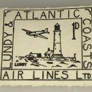 Lundy & Atlantic Coasts Air Lines Ltd Stamp Rare 1D Vintage MNH + Puffin 1/2