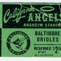 Ticket Stub MLB May 30, 1969 Baltimore Orioles vs. California Angels Anaheim
