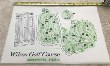 Los Angeles Wilson Golf Course Griffith Park Map 18&acirc;�� x 12&acirc;�� Vintage laminated