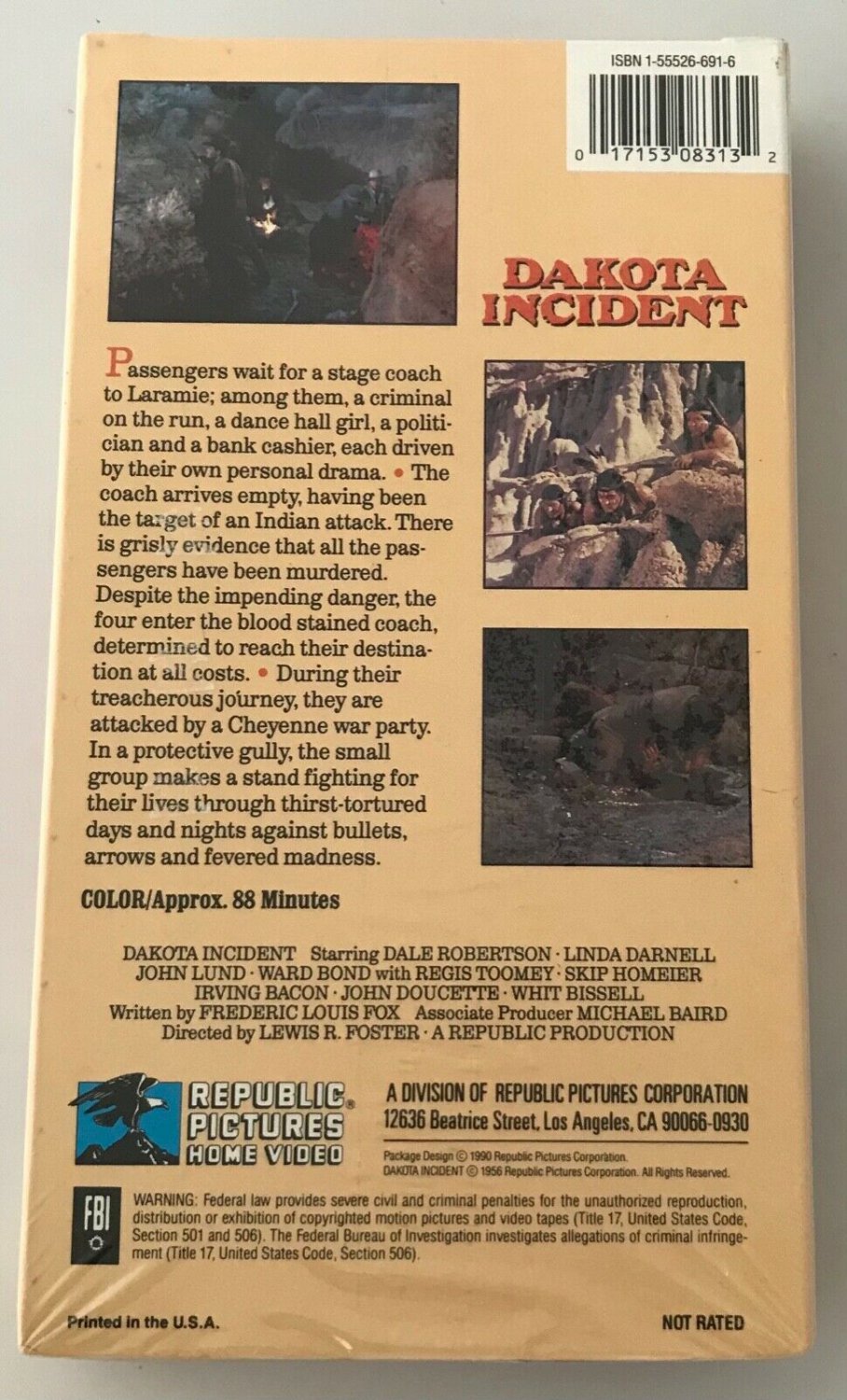 Dakota Incident 1956 Western VHS New Still Sealed Tape Republic ...