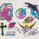 1995 Sailor Moses tattoo flash Killer Whale Shamu, Christian Cross, Angel Set 5