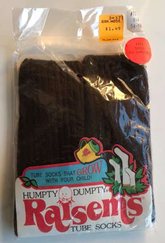 NOS Humpty Dumpty Tube Socks Raisems new vintage in package One Pair