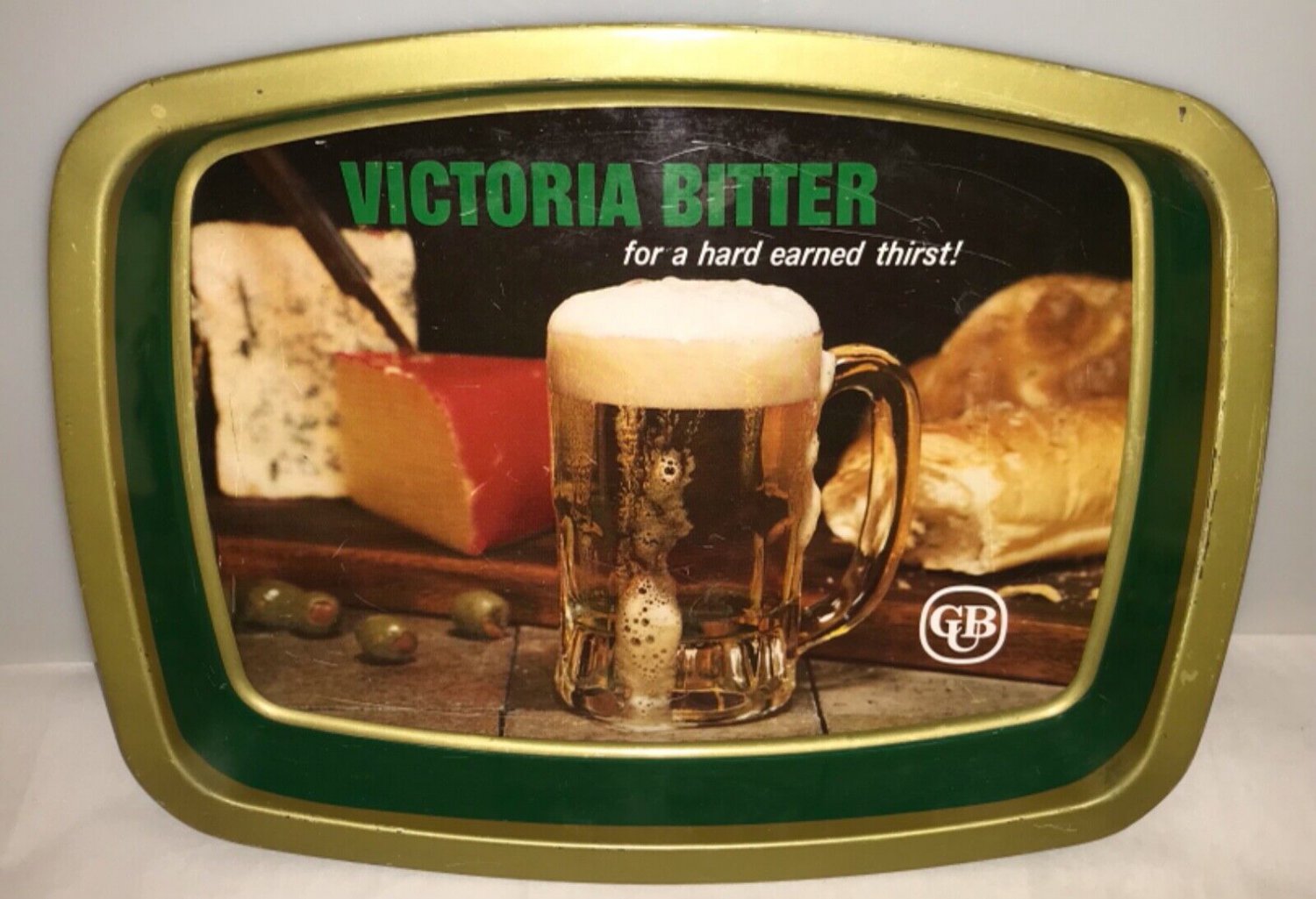 VICTORIA BITTER VINTAGE AUTHENTIC METAL BEER SERVING TRAY Rare