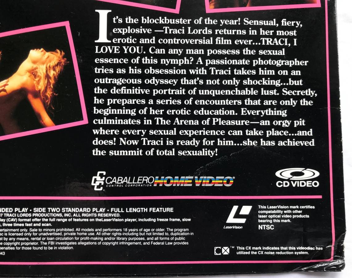 Traci I Love You Laserdisc Traci Lords Marilyn Jess Adult Rated X 1987