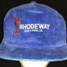 Vtg Roadrunner Rhodeway Chula Vista San Diego Corduroy Hat Snapback NOS Blue