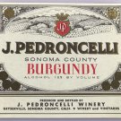 1970s J. Pedroncelli Sonoma County California Burgundy Vintage Wine Label