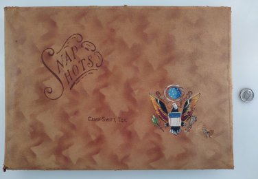 WW2 era Camp Swift, Texas Snapshots Empty Album Hand-Painted Leather cover