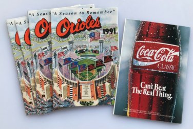 (5) Baltimore Orioles 1991 MLB Baseball Pocket Schedule Lot of five