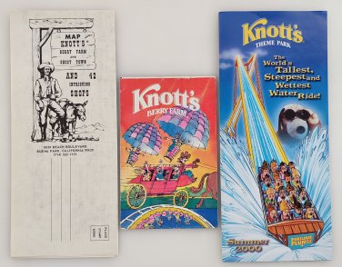 Vintage Knott's Berry Farm & Ghost Town Map Brochures 1960s, 1980s, 2000 Lot (3)
