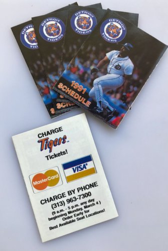 (5) Detroit Tigers Cecil Fielder 1991 MLB Baseball Pocket Schedule Lot of five