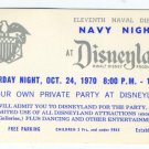 1970 Disneyland Navy Night Ticket 10/24/70 U.S. Naval vtg Disney Private Party