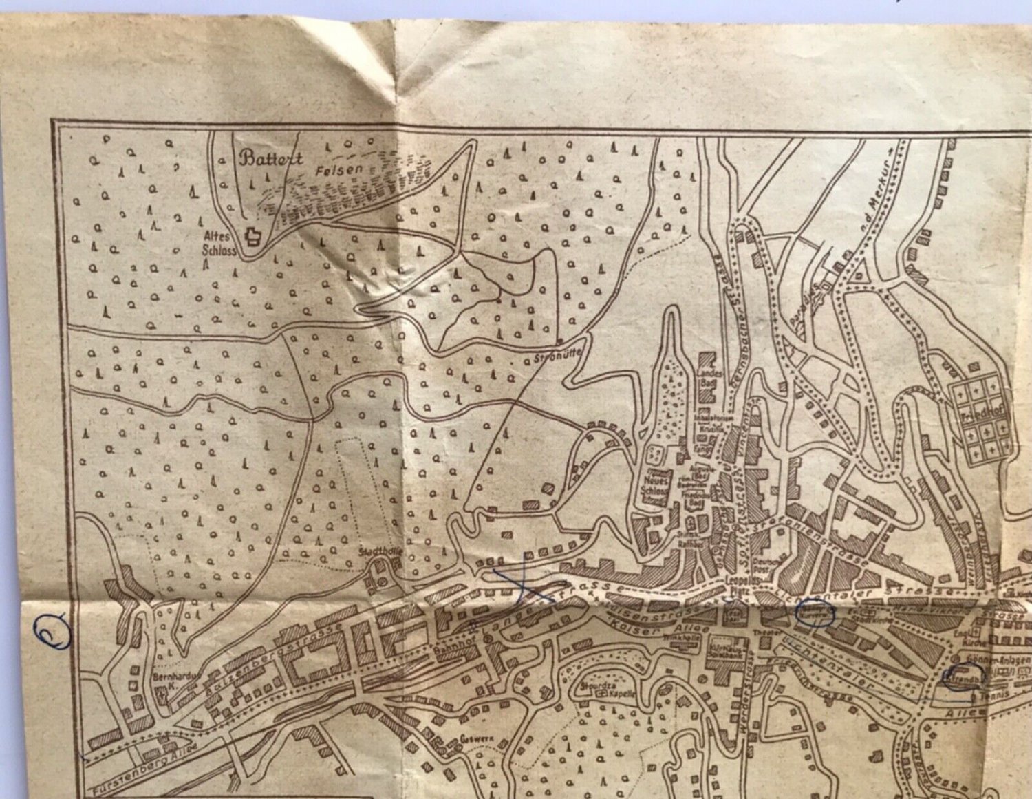 Plan Von Baden Baden Germany Map vintage Europe travel German