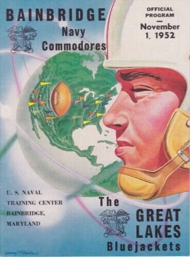 1952 Bainbridge Navy Commodores Football Program vs. Great Lakes Bluejackets USN