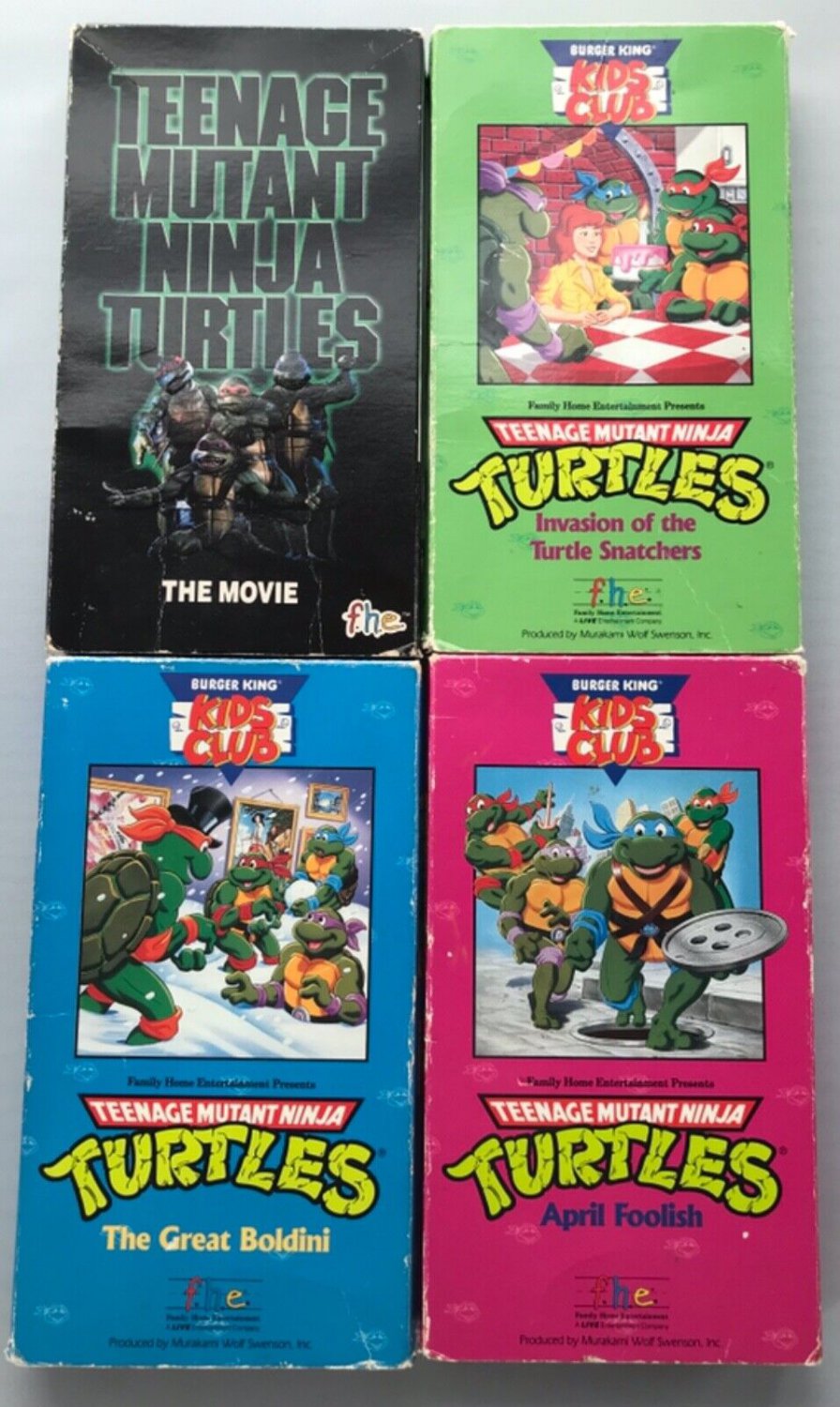 Teenage Mutant Ninja Turtles TMNT VHS tapes (4) Burger King KIDS CLUB Movie