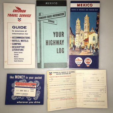 Vtg 1950s Mexico maps brochure lot Chevron Guide & Touring Map