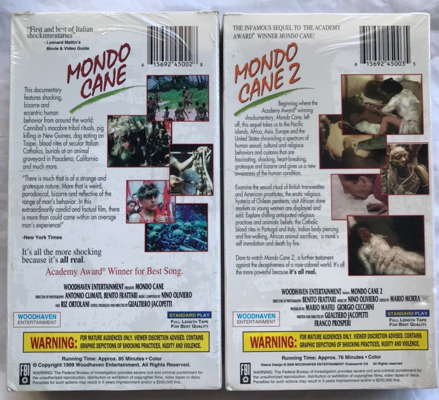 Mondo Cane VHS + MondoCane 2 Horror Shockumentary Brand New Sealed Lot ...