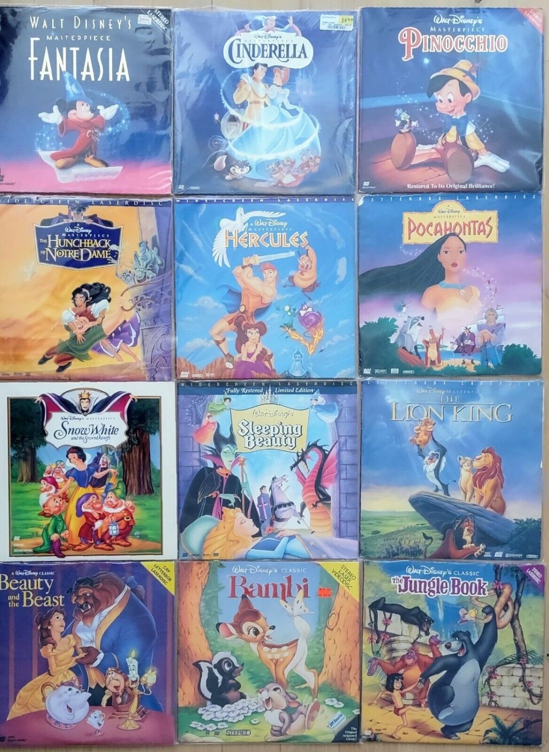 Walt Disney Laserdiscs Lot of 12 Masterpiece & Classic Animated Bambi ...