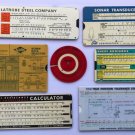 VTG Slide Rule Calculators Lot Shure, Latrobe Steel Co, Sonar Transducer, Allied