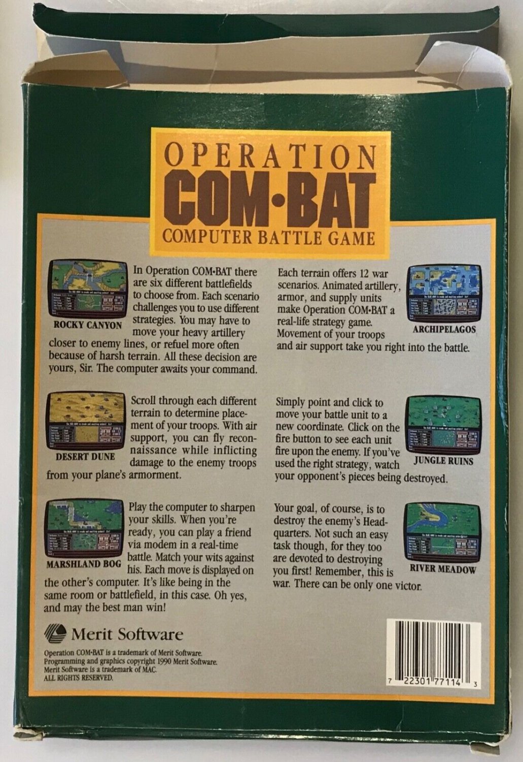Operation Combat Computer Tank Battle Game IBM PC Merit Software 3 ...
