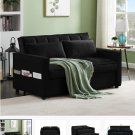 (Black) Furniture Sofa Bed with 2 Pillows for Living Room
