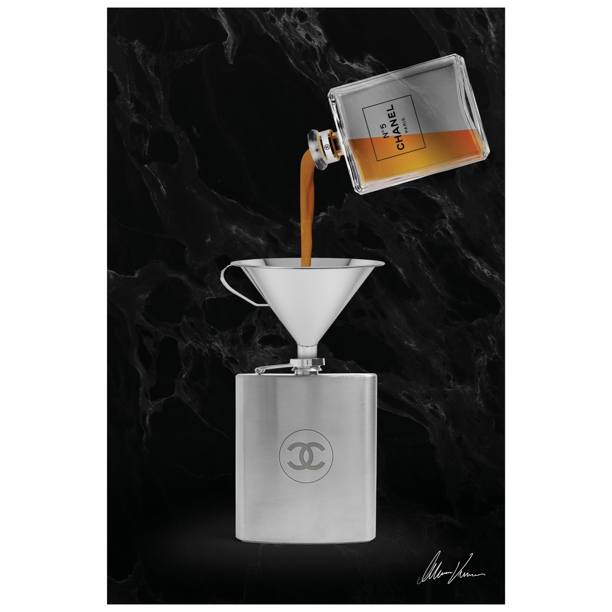 'COCO LAVISH LIBATIONS' FRAMELESS FREE FLOATING TEMPERED GLASS PANEL GRAPHIC WALL ART